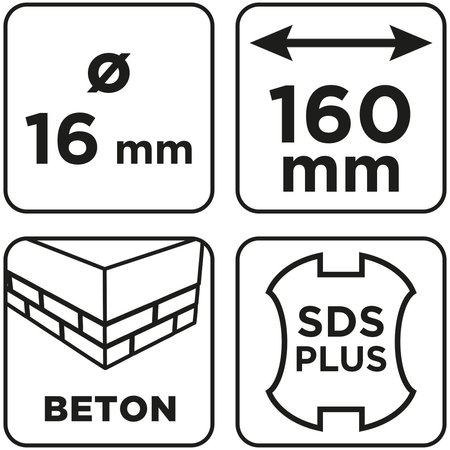 Wiertło do betonu SDS Plus z podwójną spiralą 16 x 160 mm