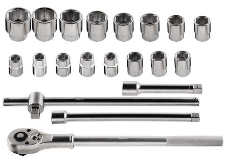 Klucze nasadowe 3/4", zestaw 21 szt.