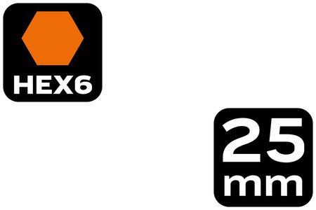 Bity udarowe HEX6 x 25 mm, 2 szt.