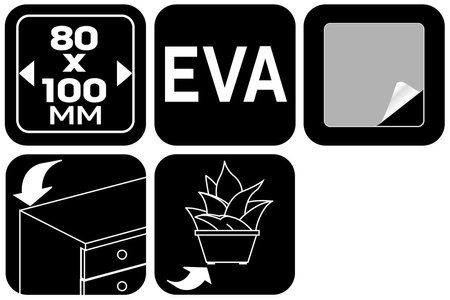 Podkładka z pianki samoprzylepna, czarna 80 x 100 mm, 1 szt.