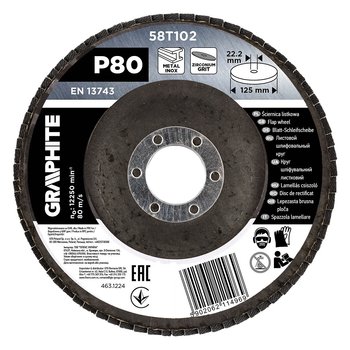 Ściernica listkowa cyrkonowa 125 x 22.2 mm, P80