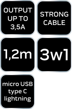 Kabel 3w1, 1,2m