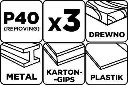 Pasy bezkońcowe 75 x 457 mm, P40, 3 szt.