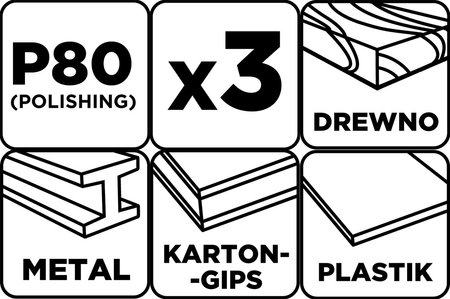 Pasy bezkońcowe 75 x 533 mm, P80, 3 szt.