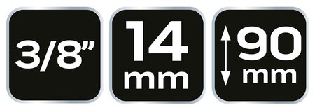 Klucz do świec 3/8," 14 x 90 mm