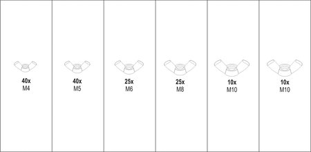 150 SZT NAKRĘTKI MOTYLKOWE METRYCZNE MIX