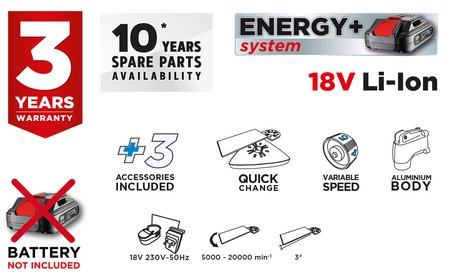 Urządzenie wielofunkcyjne akumulatorowe Energy+ 18V, Li-Ion, bez akumulatora