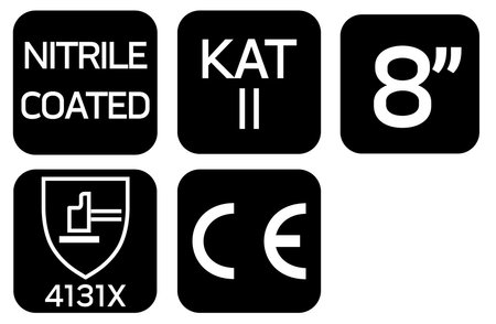 Rękawice robocze, poliester pokryty nitrylem, 4131X, rozmiar 8 (karta)