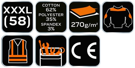 Bluza robocza PREMIUM, 62% bawełna, 35% poliester, 3% elastan, rozmiar XXXL
