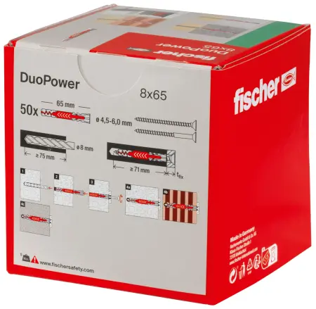 Fischer Kołek Uniwersalny Długi DuoPower 8x65 (50 szt.) 538251