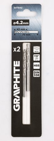 Wiertła do metalu HSS, DIN 338, 4.2 mm, 2 szt.