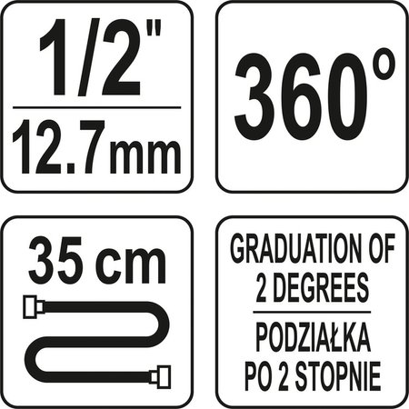 KĄTOMIERZ Z UCHWYTEM MAGNETYCZNYM DO KLUCZA DYNAMOM. 1/2''