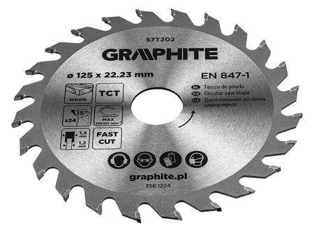 Tarcza do pilarki, widiowa, 125 x 22.23 mm, 24 zęby