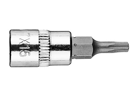 Końcówka TORX TX15 na nasadce 1/4", krótka, 37 mm
