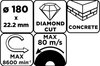 Tarcza diamentowa do cięcia segmentowa, 180 x 22.2 mm, na sucho