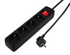 Przedłużacz listwowy 3m, 3x1.5mm2, 4G, czarny, ON/OFF