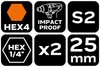 Bity udarowe HEX4 x 25 mm, 2 szt.