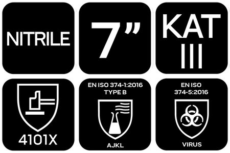Rękawice chemioodporne, nitrylowe, rozmiar 7