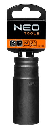 Nasadka udarowa 1/2" długa, 22 x 78mm , Cr-Mo