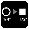 Adapter z 1/4" HEX na 1/2" Kwadrat