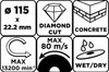Tarcza diamentowa do cięcia segmentowa, 115 x 22.2 mm, na sucho i mokro