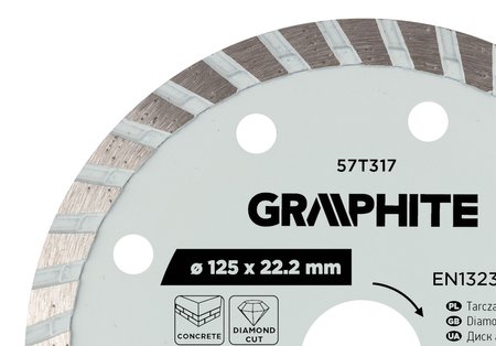 Tarcza diamentowa do cięcia turbo, 125 x 22.22 mm, na sucho