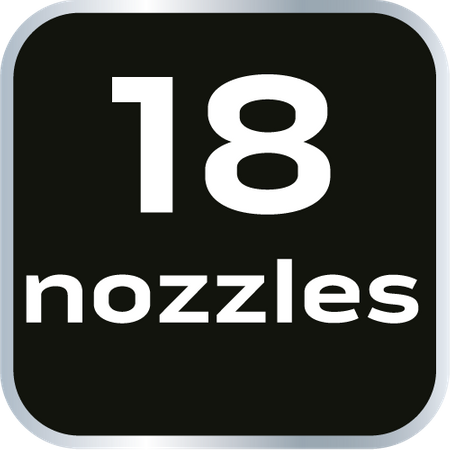 Zraszacz oscylacyjny, metalowy pałąk, 18 dysz, regulacja siły strumienia