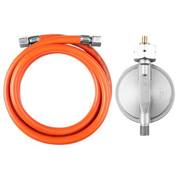 Regulator ciśnienia gazu i wąż 1,5m, na rynek polski, typ G16, do butli 15 Kw i 30kW