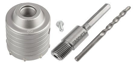 Otwornica widiowa 65 mm z adapterem HEX oraz wiertłem pilotującym