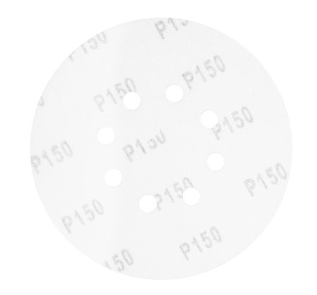 Krążki ścierne 150 mm, K150, 5 szt., z 8 otworami, 65mm