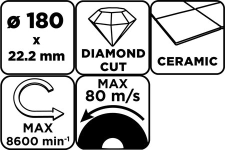 Tarcza diamentowa do cięcia pełna, 180 x 22.2 mm, na mokro