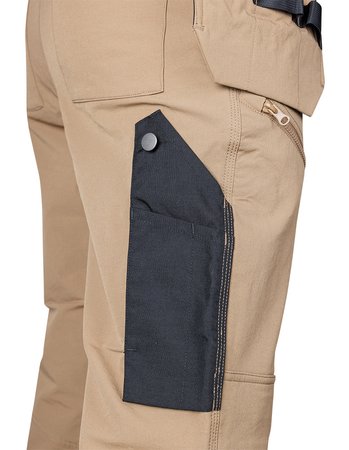 Spodnie robocze Mix&Match, 4 way stretch, z kaburami, Cordura, beżowo-czarne, rozmiar XS