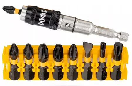 DEWALT 10-elementowy zestaw bitów udarowych + uchwyt przegubowy