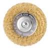 Szczotka druciana tarczowa 80 mm, drut karbowany, mosiądzowany, z trzpieniem 6 mm