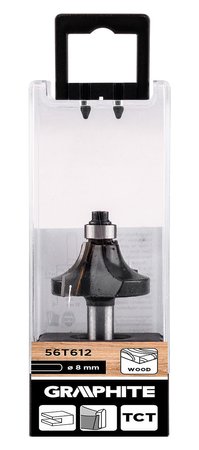 Frez do drewna z łożyskiem, ozdobny, widiowy, 38.1 x 19mm, trzpień 8 mm