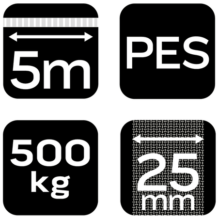 Pas mocujący z grzechotką 25 mm x 5 m, wytrzymujący 500 kg PES