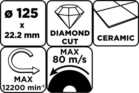 Tarcza diamentowa do cięcia pełna, 125 x 22.2 mm, na mokro
