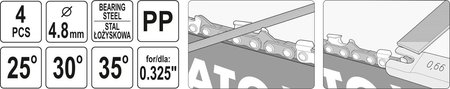 ZESTAW DO OSTRZENIA ŁAŃCUCHA 4.8MM 4SZT