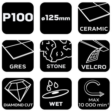 Diamentowy dysk polerski na rzep 125 mm, P100