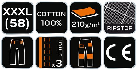 Spodnie robocze Motosynteza, 100% bawełna rip stop, rozmiar XXXL
