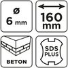 Wiertło do betonu SDS Plus z podwójną spiralą 6 x 160 mm