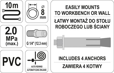 PRZEWÓD PNEUMATYCZNY NA ZWIJAKU AUTOMATYCZNYM 8MM 10M