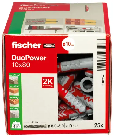 Fischer Kołek Uniwersalny Długi DuoPower 10x80 (25 szt.) 538252