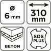 Wiertło do betonu SDS Plus z podwójną spiralą 6 x 310 mm