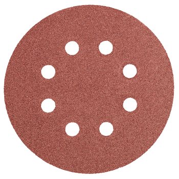 Krążki ścierne 125 mm, K100, 5 szt., z 8 otworami