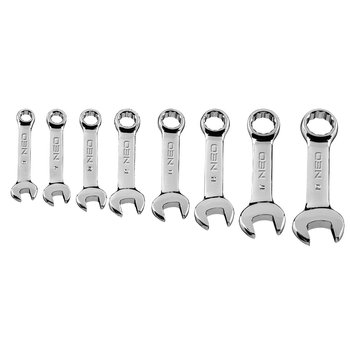 Klucze płasko-oczkowe 8-19 mm (krótkie), zestaw 8 szt.