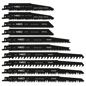 Brzeszczoty do piły szablastej, HCS/BIM, zestaw 10 szt.