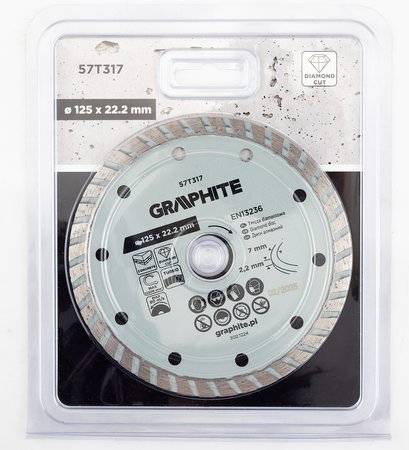 Tarcza diamentowa do cięcia turbo, 125 x 22.22 mm, na sucho