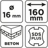 Wiertło do betonu SDS Plus z podwójną spiralą 16 x 160 mm
