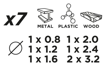 Wiertła precyzyjne 0.8-3.2 mm, zestaw 7 szt.